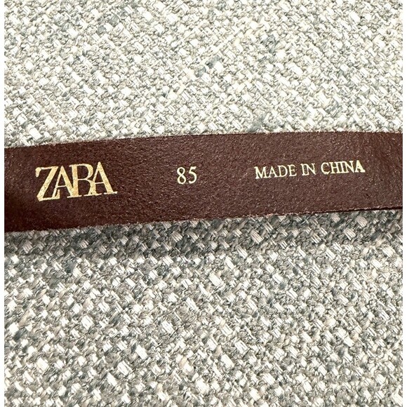 ZARA 100% Leather Brown Gold Heart Medallion Harness Belt Women EU 85 US 32 Boho